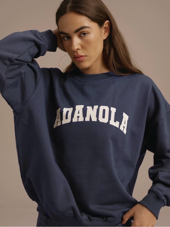 Adanola Tops - Adanola Women's Navy Logo Crewneck Oversized Sweatshirt